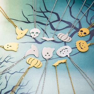 Collar de Acero Inoxidable con Temática de Halloween, Colgante de Calabaza, Fantasma y Calavera, Joyería para Fiestas, Chapado en Oro de 18K, Collares con Dijes de Dibujos Animados - Product Image 4