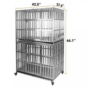 Jaula plegable y apilable para perros, jaula de <span class=keywords><strong>Metal</strong></span> de acero resistente de una sola puerta - Product Image 4