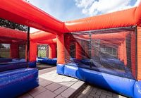 Parcours d'obstacles géant gonflable en PVC pour événements en plein air, jeu interactif amusant, 12x10m, certifié CE, 10 joueurs
