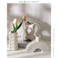 Décoration nordique, style moderne et simple, ensembles de vases à fleurs en céramique blanche, décoration minimaliste pour la chambre à coucher