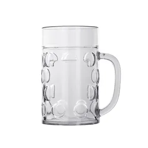 Wholesale Food Grade Materials Acrylic Transparent Reusable Plastic Wine Unbreakable Craft 1L Restaurant Mug Beer