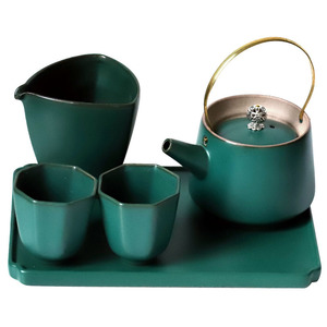 Shangyan Kung Fu Tea Set Stoneware Teapot With Lid 1300C High <b>Temperature</b> Burned For Afternoon Tea Brewing - Product Image 5