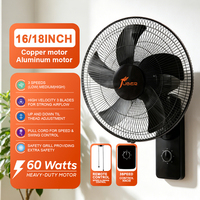 Ventilador de Pared Comercial de 16 Pulgadas, Oscilante, 3 Velocidades, con Cordón, Protector Metálico, para Restaurante
