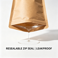 Sachets refermables en papier kraft écologique sans fenêtre, de qualité alimentaire, bruns opaques, pour chewing-gum, gelée, café, thé