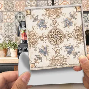 Etiquetas de azulejos de mandala, adesivos autoadesivos impermeáveis para parede de cozinha e banheiro