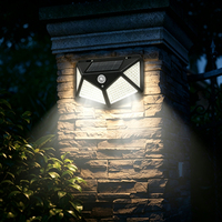 Lampes murales solaires à détecteur de mouvement, lampes murales LED rechargeables, lampe murale étanche IP65 avec batterie au lithium 1200mAh pour jardin