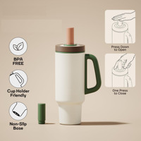 Nouvel Arrivage Gobelet Isotherme en Acier Inoxydable Chaud et Froid avec Poignée, Couvercle et Paille, Compatible Porte-Gobelet Voiture, Idéal pour le Bureau et les Voyages