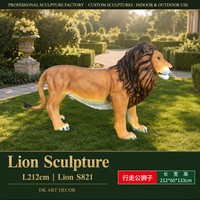 Escultura de León de Fibra de Vidrio S821, Estatua Realista de Guardián, Adorno de Jardín de Lujo, Arte Artesanal para Exteriores