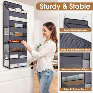 Over The Door Organizer <b>Storage</b> 33x15x85cm With Clear Windows Multifunctional Hanging <b>Rack</b> For Behind Door Use - Product Image 6