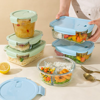 Ensemble de boîtes à lunch en verre transparent sans BPA de qualité supérieure pour l'école et le bureau, réutilisables, compatibles micro-ondes, avec couvercle anti-fuite