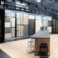 Présentoir coulissant personnalisé pour grandes dalles, support modulaire en métal pour dalles de marbre, idéal pour galerie de carrelage, présentoir d'échantillons de carrelage à glissière facile pour la vente au détail