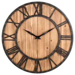 Ylwhjj — horloge murale de style rétro ancien, grand format 16 pouces, en métal, décoration pour la maison