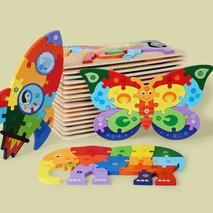 3d Puzzels Educatief Speelgoed Kinderen Dieren Montessori Spel Houten Assembleren Pegged Puzzels Board Kinderen Kleuterschool