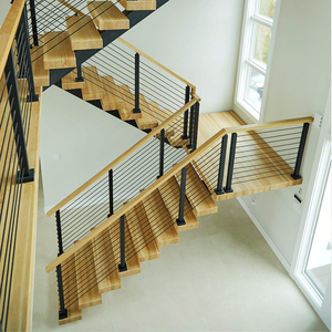 Thiết Kế Cầu Thang Hiện Đại Cầu Thang Modular Oak Steel Beam Trong Nhà Hồ Bơi Rõ Ràng Treads Không Trượt Nổi Sang Trọng - Product Image 2