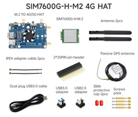 WaveShare topi Raspberry SIM7600G-H-M2 4G, untuk Raspberry Pi LTE CAT4 kecepatan tinggi Band Global GNSS GPS Beilou dengan USB-C panggilan Audio
