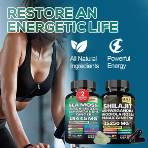 OEM Shilajit lumut laut 7000mg minyak biji hitam 4000mg Ashwagandha 2000mg jahe Shilajit 9000mg kapsul lumut laut <span class=keywords><strong>Herbal</strong></span> - Product Image 2