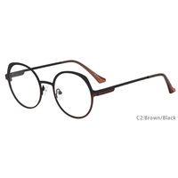 Montures de lunettes rondes en métal FRROCE à monture complète, design bicolore sur le devant, montures optiques tendance, charnière à ressort réparable
