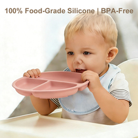 Les ustensiles d'alimentation pour bébés Les assiettes divisées pour les enfants, BPA Free Portion Control Plate Silicone Toddle