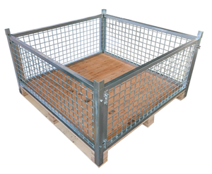 Electrically galvanized or powder-coated wooden pallet base metal pallet folding storage butterfly storage cage