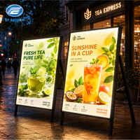 Panneau publicitaire LED portable en métal en forme de A, facile à changer, pour extérieur