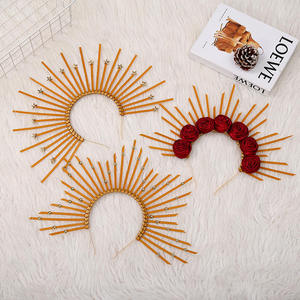Coronas de seda para desfile de belleza para <span class=keywords><strong>reinas</strong></span>, flor rosa, banquete de boda, coronas nupciales, flores de aleación, corona gótica, Tiara para mujer - Product Image 3