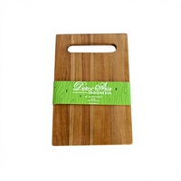 Tabla de cortar de madera de teca natural con asa recortada, rectangular, para preparación de alimentos, carne, queso, bandeja de servir, Pure Art Setu