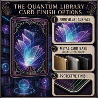 Cartes de collection en métal personnalisées : la Bibliothèque Quantique – Carte de collection en acier inoxydable avec impression HD pour les collectionneurs de TCG et cadeau sur le thème de la science-fiction