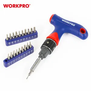 WORKPRO 21PC 2X Speed Dual Drive Ratcheting Multi Bits Magnetic T-handle Screwdriver Set