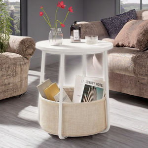 Table basse en bois de style européen moderne avec structure en fer, finition mate artisanale, design minimaliste pour salon, table de canapé - Product Image 2