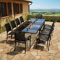 Ensemble de table et chaises de bar extensibles en rotin léger Audu Alexander, série Rose Ocean Garden, mobilier d'extérieur résistant aux UV