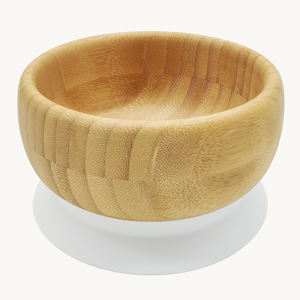 Bol en bambou de forme ronde personnalisée avec aspiration en silicone pour bébés et enfants <span class=keywords><strong>Vaisselle</strong></span> pour enfants pour le dîner - Product Image 1