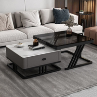 Support de télévision à lunettes pour salon en verre éthiopien et table basse de style moderne avec ensemble de tables basses