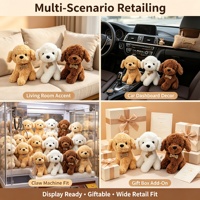 Boneka Anjing Teddy Duduk Lucu 8 Inci, Mainan Plush Poodle Berbulu Lembut, Hewan Boneka Pembawa Keberuntungan dengan Gantungan Tulang dan Hiasan