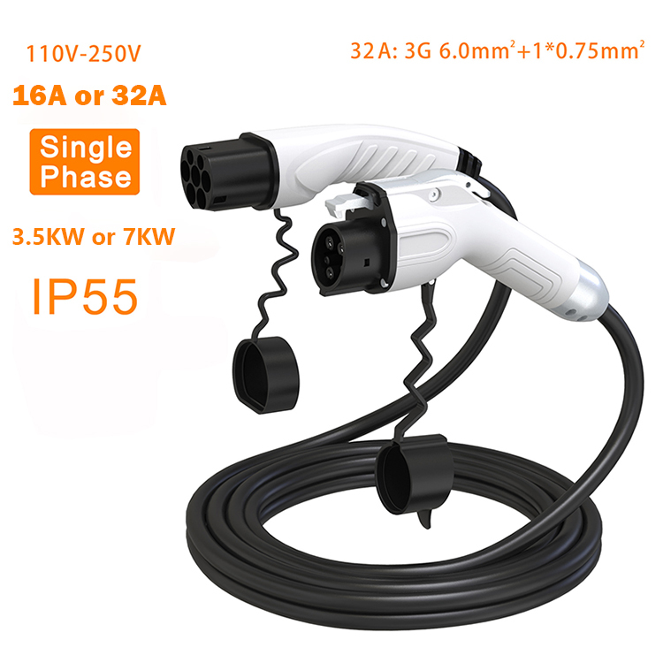 EV充電ケーブル Type2 32A 7kW 5m 電気自動車用 7KW J1772電動車用充電ケーブル 240V 32A 単相5メートル延長コード