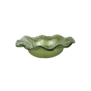 Ciotola in <span class=keywords><strong>Vetro</strong></span> <span class=keywords><strong>IVV</strong></span> con Bordo Ondulato e Glitter Dorati, Vaso Decorativo Artistico Ideale per l'arredamento della casa, <span class=keywords><strong>centrotavola</strong></span> - Product Image 2