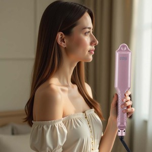 Lisseur de cheveux Winningstar, plaques en céramique, rose, 40W, arrêt automatique, réglage de la température, utilisation sur cheveux secs et humides - Product Image 2