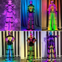 Traje de Robot LED a Todo Color para Cosplay, Ropa Luminosa para Mujer, Traje de Robot con Zancos LED para Actuaciones en Escenarios y Discotecas