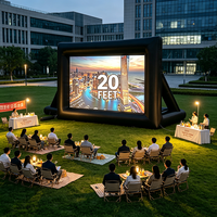 Écran de projection gonflable portable en tissu Oxford 210D de 16 pieds, format cinéma 16:9, pour films en plein air
