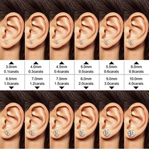 Pendientes de tuerca clásicos de plata 925 chapados en oro con moissanita de corte brillante redondo de cuatro puntas, con cierre de rosca, para hombre y mujer - Product Image 6