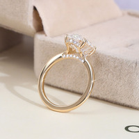 2 ~ 3CT Oval Cut Lab tumbuh berlian perhiasan 18k kuning emas E VVS longgar berlian gaya klasik 14K kuning emas cincin untuk pria wanita