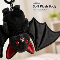 Porte-clés chauve-souris en peluche, adorable breloque chauve-souris noire en peluche avec fermoir cœur, jouet doux d'Halloween pour sac, porte-clés pour enfants, cadeaux de fête
