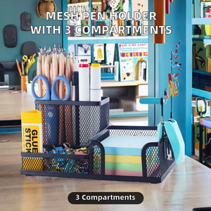 ที่ใส่ปากกาโลหะทรงสี่เหลี่ยม ที่จัดระเบียบโต๊ะทำงาน <span class=keywords><strong>3</strong></span> <span class=keywords><strong>ช่อง</strong></span> ที่ใส่กระดาษโน้ตสำหรับสำนักงาน โรงเรียน บ้าน และสำนักงาน - Product Image 2