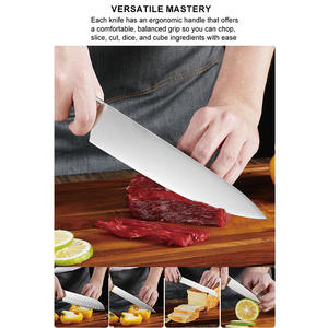 Ensemble de couteaux de cuisine 15 pièces en acier inoxydable à haute teneur en carbone lame tranchante poignée ergonomique kits de couteaux de couverts de cuisine avec <span class=keywords><strong>bloc</strong></span> de bois - Product Image 4