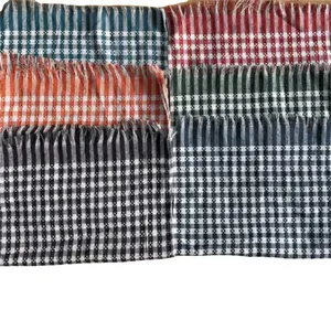 Tea Towel Dyed Polyester Cotton Plaid Edge Kitchen Towel In Stock Dishwashing Towel Recycled Yarn Export Cloth