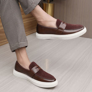 Mocassins pour hommes en cuir PU à lacets, antidérapants, souples et résistants, chaussures de ville classiques à enfiler pour hommes - Product Image 3