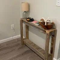 36 Inch Reclaimed Wood <b>Console</b> <b>Table</b> <b>Rustic</b> Solid Wood Handmade Entryway Living Room Furniture With Open Shelf Design - Product Image 3