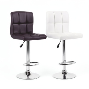 Taburete <span class=keywords><strong>de</strong></span> Barra <span class=keywords><strong>de</strong></span> <span class=keywords><strong>Cocina</strong></span> Giratorio y Ajustable en Altura, Económico, Estilo Moderno con Cuero Sintético - Product Image 3