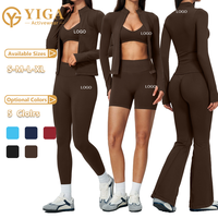 Leggings sans couture, shorts pour femme, pantalon de sport à jambes larges, soutien-gorge de sport pour filles, veste de sport moulante, ensemble de yoga doux