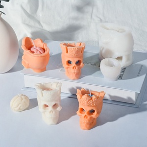 Moule en silicone 3D de la série de l'armée du crâne de la terreur d'halloween, moule de <span class=keywords><strong>bougie</strong></span>, de crâne, de roi, de cire d'aromathérapie, fournitures de fabrication de bougies, E-1024 - Product Image 3