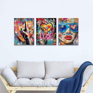<span class=keywords><strong>Arte</strong></span> Pop Moderna Graffiti <span class=keywords><strong>Moda</strong></span> di Strada Donna Dipinto a Olio su Tela Gesti Astratti per Logo Decorazione Casa - Product Image 3